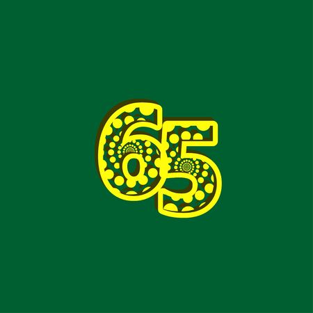 65 Anniversary Celebration Bubble Yellow Number Vector Template Design Illustrationのイラスト素材