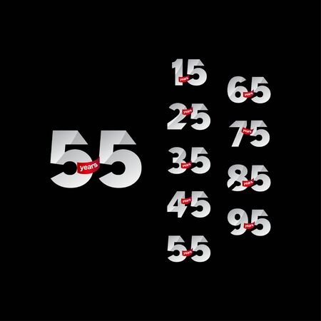 55 Years Anniversary Celebrations Set Number Elegant Vector Template Design Illustrationのイラスト素材