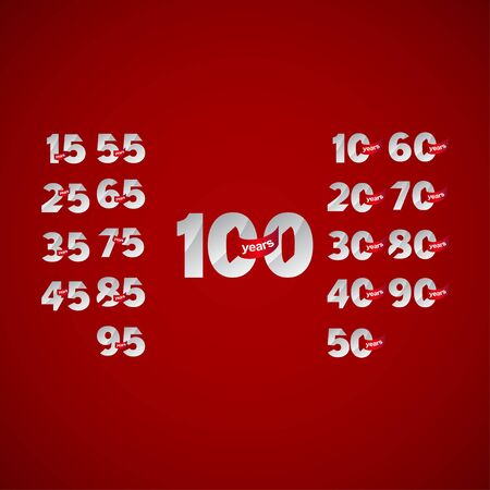 100 Years Anniversary Celebrations Set Number Elegant Vector Template Design Illustrationのイラスト素材