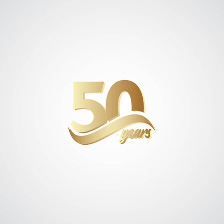 50 Years Anniversary Celebration Elegant Gold Logo Vector Template Design Illustrationのイラスト素材