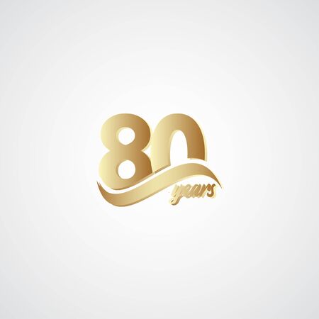 80 Years Anniversary Celebration Elegant Gold Logo Vector Template Design Illustrationのイラスト素材