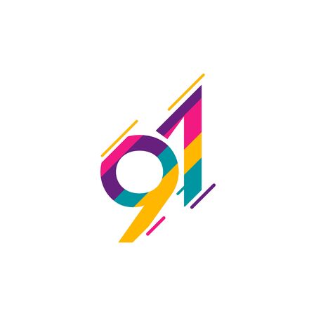 91 Years Anniversary Celebration Logo Vector Template Design Illustrationのイラスト素材