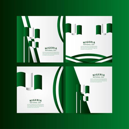 Happy Nigeria National Day Celebration Vector Template Design Illustrationのイラスト素材