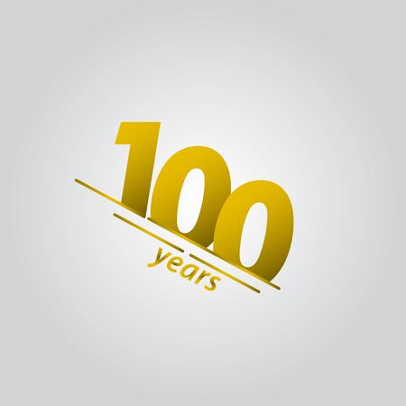 100 Years Anniversary Celebration Gold Line Vector Template Design Illustrationのイラスト素材