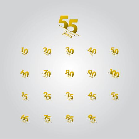 55 Years Anniversary Celebration Gold Line Vector Template Design Illustrationのイラスト素材
