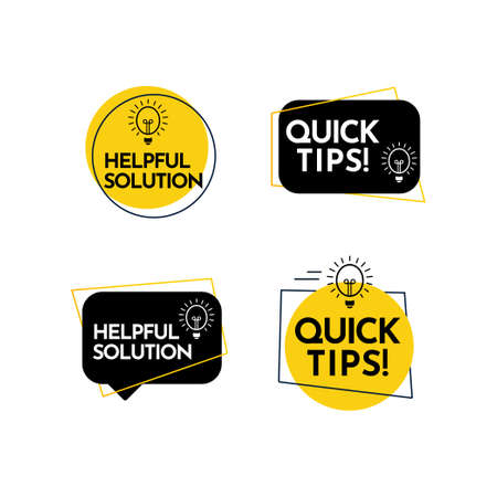 Help Full Solution, Quick Tips Text Label Vector Template Design Illustrationのイラスト素材