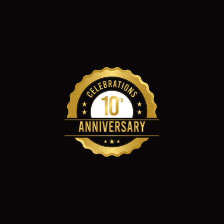 10 Th Anniversary Celebrations Gold Vector Template Design Illustrationのイラスト素材