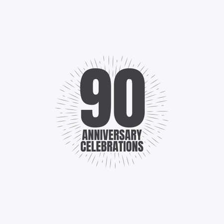 90 Years Anniversary Celebrations Vector Template Design Illustration