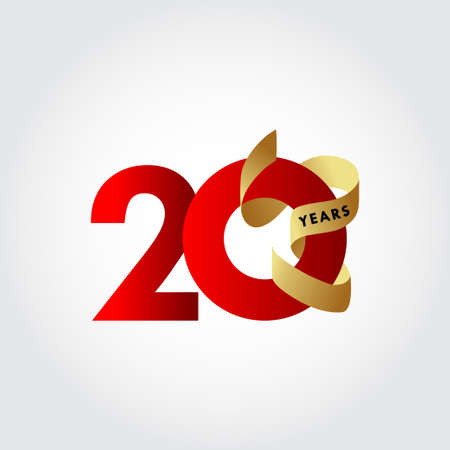 20 Years Anniversary Ribbon Celebration Vector Template Design Illustrationのイラスト素材