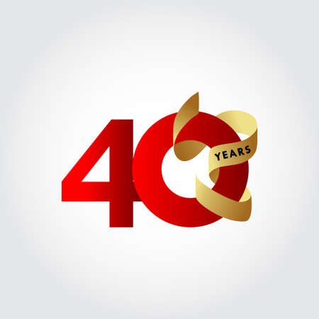 40 Years Anniversary Ribbon Celebration Vector Template Design Illustrationのイラスト素材