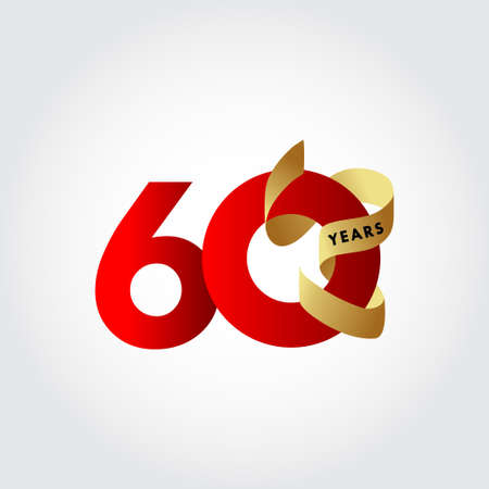 60 Years Anniversary Ribbon Celebration Vector Template Design Illustrationのイラスト素材