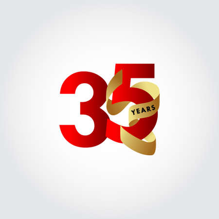 35 Years Anniversary Ribbon Celebration Vector Template Design Illustrationのイラスト素材