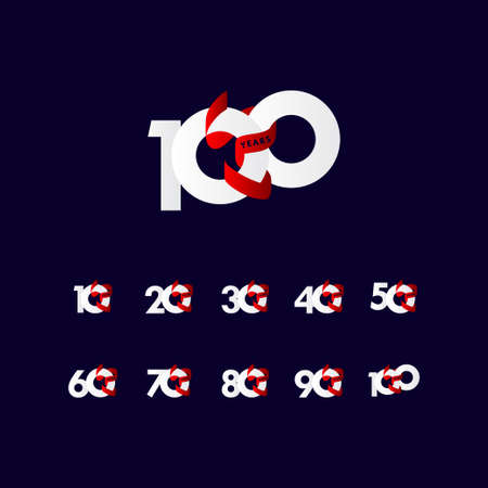 100 Years Anniversary Ribbon Celebration Vector Template Design Illustrationのイラスト素材