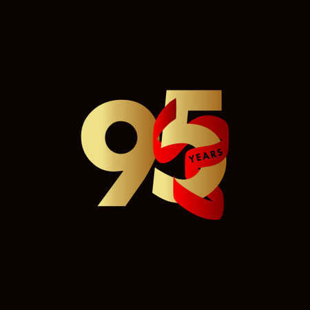95 Years Anniversary Ribbon Celebration Vector Template Design Illustrationのイラスト素材