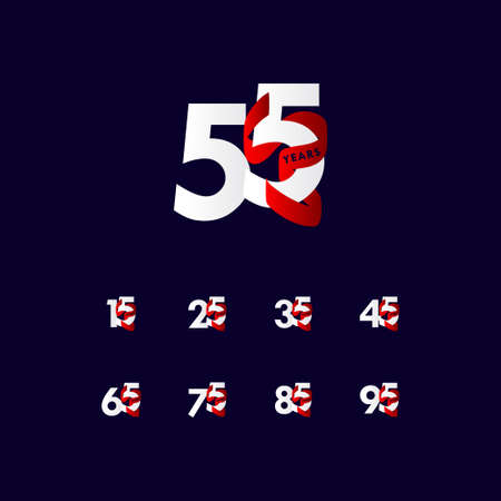 55 Years Anniversary Ribbon Celebration Vector Template Design Illustrationのイラスト素材