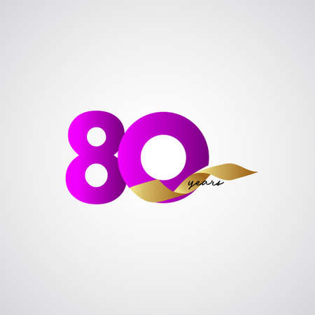 80 Years Anniversary Ribbon Celebration Vector Template Design Illustrationのイラスト素材