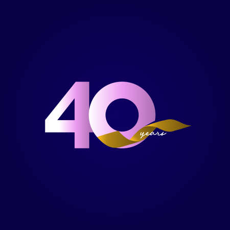40 Years Anniversary Ribbon Celebration Vector Template Design Illustrationのイラスト素材