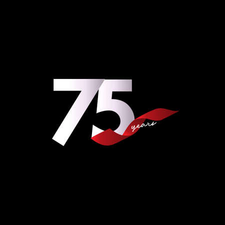75 Years Anniversary Ribbon Celebration Vector Template Design Illustrationのイラスト素材
