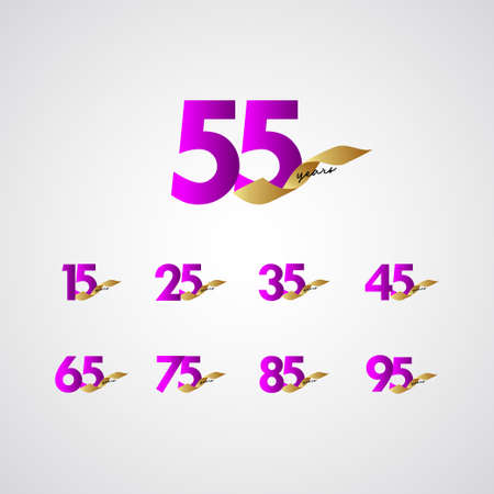 55 Years Anniversary Ribbon Celebration Vector Template Design Illustrationのイラスト素材