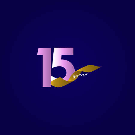 15 Years Anniversary Ribbon Celebration Vector Template Design Illustrationのイラスト素材