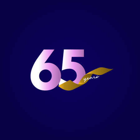 65 Years Anniversary Ribbon Celebration Vector Template Design Illustrationのイラスト素材
