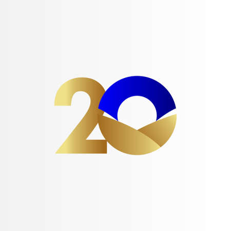 20 Years Anniversary Blue Gold Celebration Vector Template Design Illustrationのイラスト素材