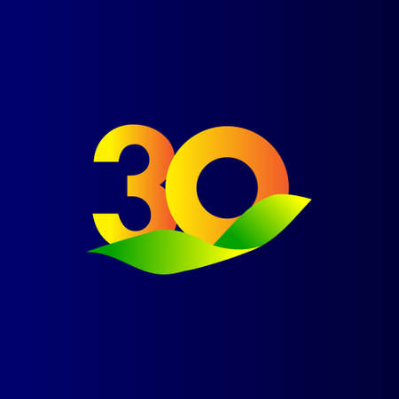 30 Years Anniversary Orange Blue Celebration Vector Template Design Illustrationのイラスト素材