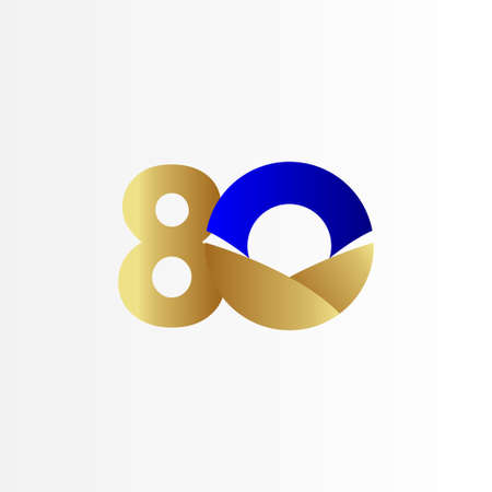 80 Years Anniversary Blue Gold Celebration Vector Template Design Illustrationのイラスト素材