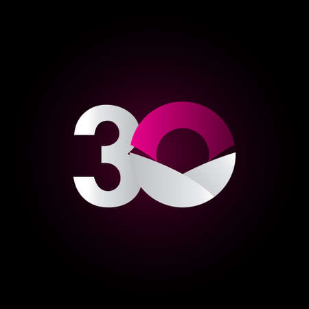 30 Years Anniversary Purple White Celebration Vector Template Design Illustrationのイラスト素材