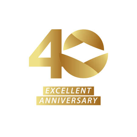 40 Years Anniversary Gold Celebration Vector Template Design Illustrationのイラスト素材