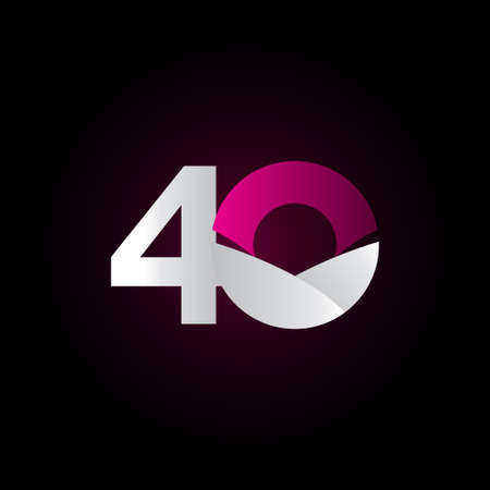 40 Years Anniversary Purple White Celebration Vector Template Design Illustrationのイラスト素材