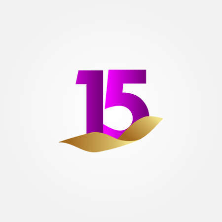 15 Years Anniversary Purple Celebration Vector Template Design Illustrationのイラスト素材