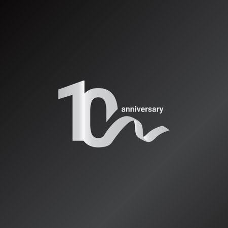10 Years Anniversary Celebration White Ribbon Vector Template Design Illustrationのイラスト素材