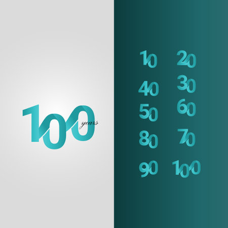 100 Years Anniversary Celebration Blue Line Vector Template Design Illustrationのイラスト素材