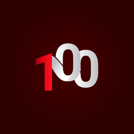 100 Years Anniversary Celebration Red White Number Vector Template Design Illustrationのイラスト素材