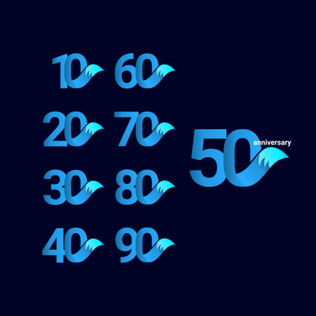 50 Years Anniversary Celebration Blue Fox Model Vector Template Design Illustrationのイラスト素材