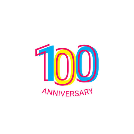 100 Years Anniversary Celebration Fun Line Vector Template Design Illustrationのイラスト素材