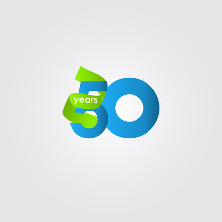 50 Years Anniversary Celebration Ribbon Vector Template Design Illustrationのイラスト素材