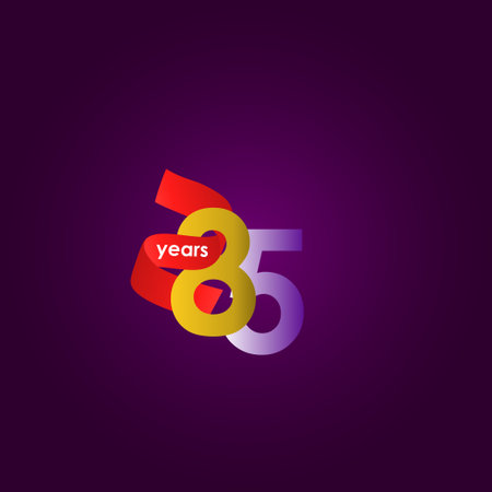 85 Years Anniversary Celebration Ribbon Vector Template Design Illustrationのイラスト素材