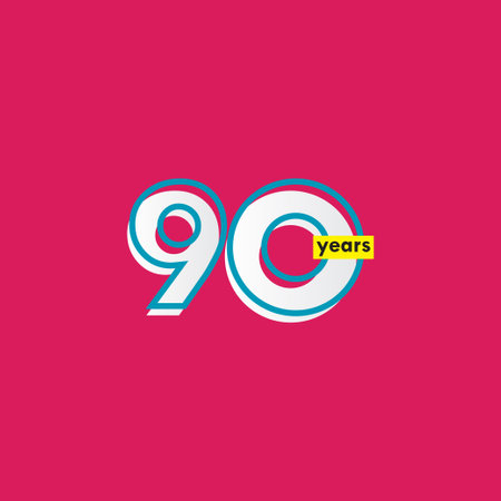 90 Years Anniversary Celebration Line Vector Template Design Illustrationのイラスト素材