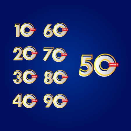 50 Years Anniversary Celebration Line Vector Template Design Illustrationのイラスト素材