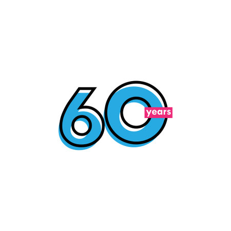 60 Years Anniversary Celebration Line Vector Template Design Illustrationのイラスト素材
