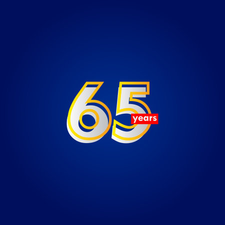 65 Years Anniversary Celebration Line Vector Template Design Illustration
