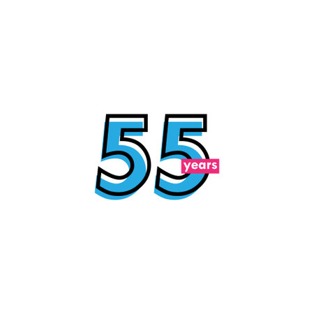 55 Years Anniversary Celebration Line Vector Template Design Illustration