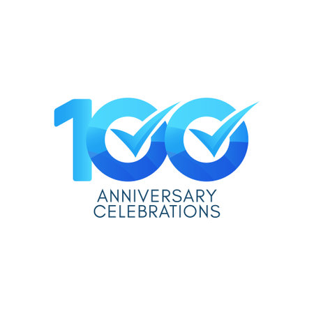 100 Years Anniversary Celebration Blue Gradient Vector Template Design Illustrationのイラスト素材