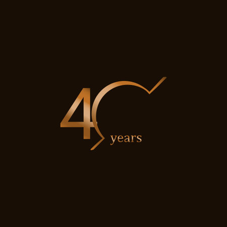 40 Years Anniversary Celebration Brown Line Vector Template Design Illustrationのイラスト素材