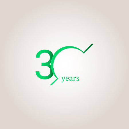 30 Years Anniversary Celebration Green Line Vector Template Design Illustrationのイラスト素材