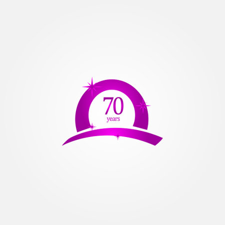 70 Years Anniversary Celebration Purple Vector Template Design Illustrationのイラスト素材