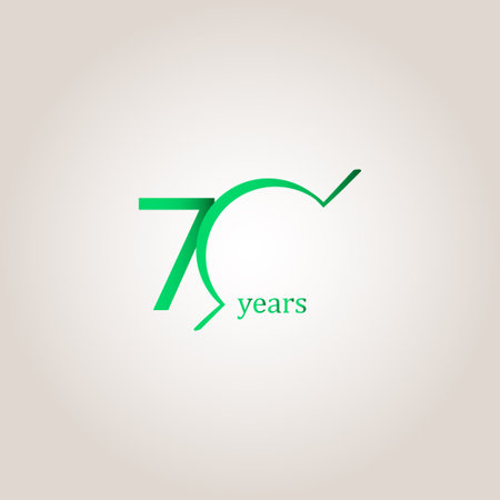 70 Years Anniversary Celebration Green Line Vector Template Design Illustrationのイラスト素材