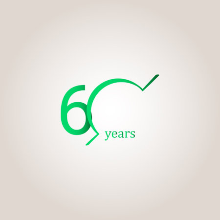 60 Years Anniversary Celebration Green Line Vector Template Design Illustrationのイラスト素材